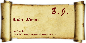 Baán János névjegykártya